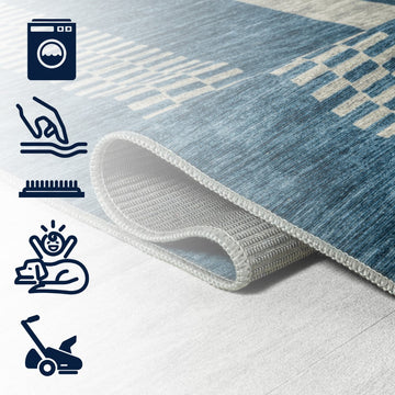 Vichy Geometric Striped Machine-washable Area Rug